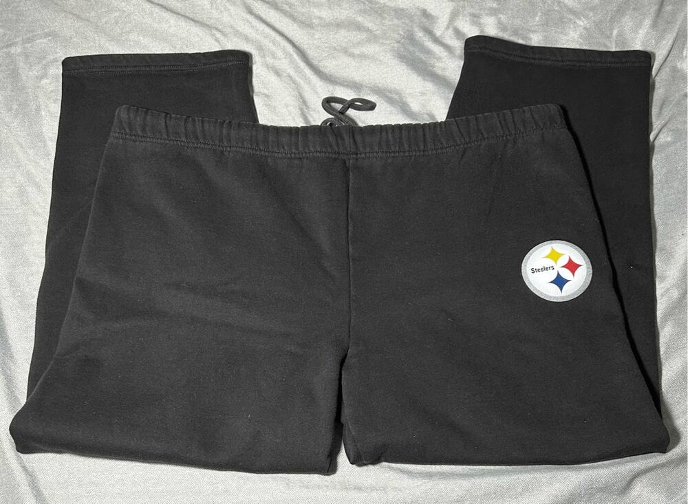 Reebok Pittsburgh Steelers Sweatpants Mens Size Medium Black Fleece Joggers NFL